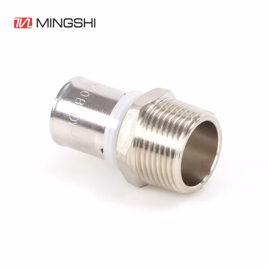 Mingshi Equal Tee Messing-U-Profil-Pressverschraubungen zum Anschluss von mehrschichtigen Pex-Pert-Wasser- und Gasrohren